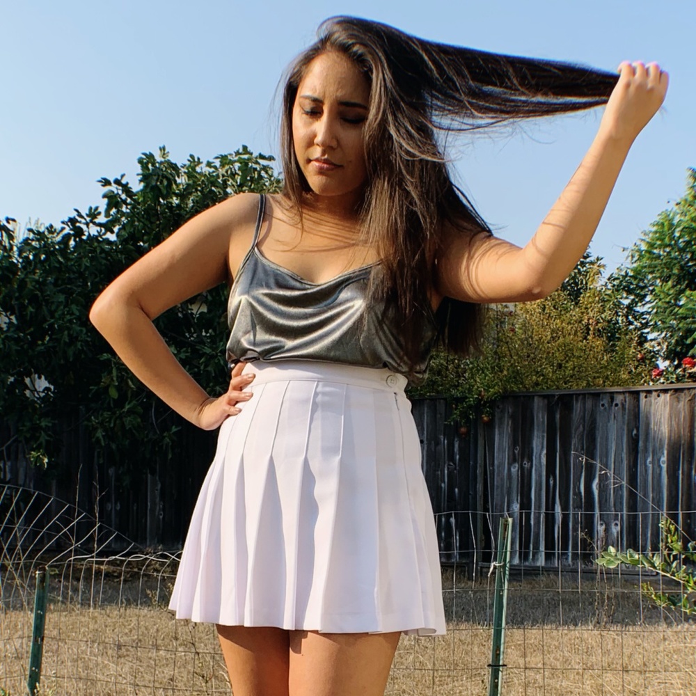 American Apparel White Pleated Tennis Skirt